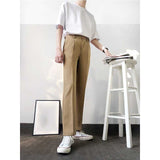 Retro Casual Elastic Waist Drape Trousers Straight Leg Loose Trousers