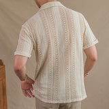 Vintage Hollow Short Sleeve POLO Collar Gentleman T-Shirt