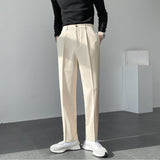 Men's Casual Trousers Drape Wide-leg Trousers Solid Color Straight-leg Trousers