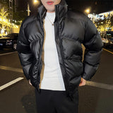 Men's Warm Stand Collar Winter Loose PU Leather Jacket