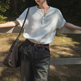 Henley Collar Loose Casual T-shirt
