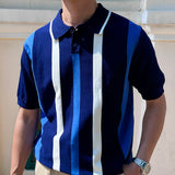 Casual Knit Lapel Collar Contrast Shirt