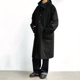Men's Japanese Retro Hooded Coat, Over-the-knee Long Jacket, Streetwear Windbreaker