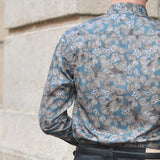 Men's Floral Square Neck Slim Fit Shirt