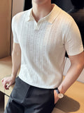Thin Ice Silk Hollow Knit Polo Shirt