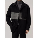 Double-faced Wool Loose-fitting Color-blocked Wool Coat