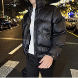 Men's Warm Stand Collar Winter Loose PU Leather Jacket
