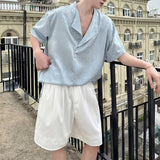Satin Jacquard 3D-Textured Short-Sleeve Pullover Casual Shirt