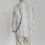 Men's Loose Striped Casual Long Sleeve Shirt