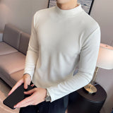 Men's Slim Fit Waffle Mock Neck Long Sleeve T-Shirt