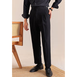 Summer Breathable Italian Double Pleated Naples Straight Trousers