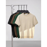 Jacquard Knitted Cool Silk Striped T-Shirt