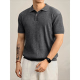 Cooling Ribbed Knit Collared Polo Shirt