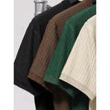 Jacquard Knitted Cool Silk Striped T-Shirt