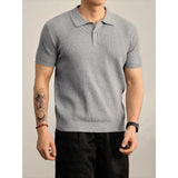 Cooling Ribbed Knit Collared Polo Shirt