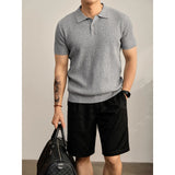 Cooling Ribbed Knit Collared Polo Shirt