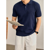 Cooling Ribbed Knit Collared Polo Shirt