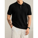 Cooling Ribbed Knit Collared Polo Shirt