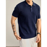 Cooling Ribbed Knit Collared Polo Shirt