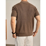 Cooling Ribbed Knit Collared Polo Shirt