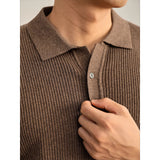 Cooling Ribbed Knit Collared Polo Shirt