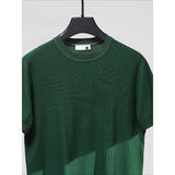 Jacquard Knitted Cool Silk Striped T-Shirt