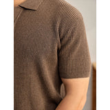 Cooling Ribbed Knit Collared Polo Shirt