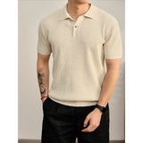 Cooling Ribbed Knit Collared Polo Shirt