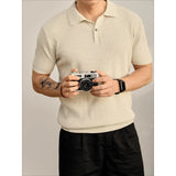 Cooling Ribbed Knit Collared Polo Shirt