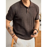Cooling Ribbed Knit Collared Polo Shirt