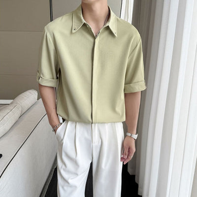 Drapey Casual Ice-Silk Short-Sleeve Shirt