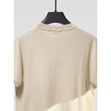 Jacquard Knitted Cool Silk Striped T-Shirt