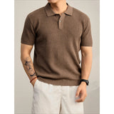 Cooling Ribbed Knit Collared Polo Shirt