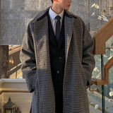Vintage Plaid Mid Length Coat