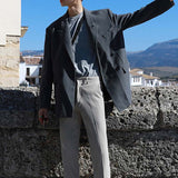 Dark Gray Casual Simple Blazer