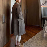 Vintage Plaid Mid Length Coat
