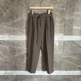 Men's Business Casual Solid Color Belted Trousers