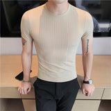 Men's Business Short Sleeve Elastic Slim T-Shirt