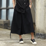 Vintage Cotton And Linen Drawstring Wide-leg Slacks