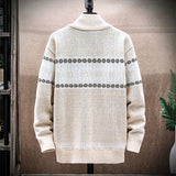 Men's Fleece Sweater Cardigan Stand Collar Knitted Jacket