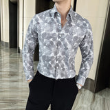 Men's Business Casual Slim British Floral Shirt