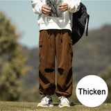 Japanese Casual Sports Corduroy Wide Leg Cargo Pants