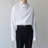 Men's Casual Simple Crooked Collar Loose Shirt