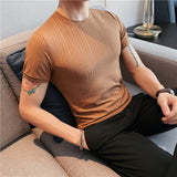 Men's Business Short Sleeve Elastic Slim T-Shirt