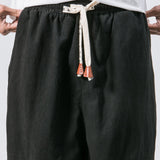 Men's Japanese Casual Solid Color Closure Loose Cotton Linen Blended Bloomers