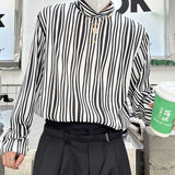 Men's Striped Turtleneck Long Sleeve T-shirt