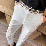 Men's Retro Business Color Block Slim Pants