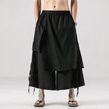 Men's Japanese Retro Casual Linen Straight Cropped Hakama