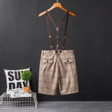 American Vintage Plaid Suit Short Pants With Suspender