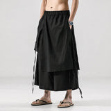 Men's Japanese Retro Casual Linen Straight Cropped Hakama